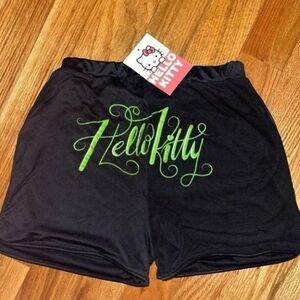 Dolls Kill Black Athletic Shorts with Lime Script Logo